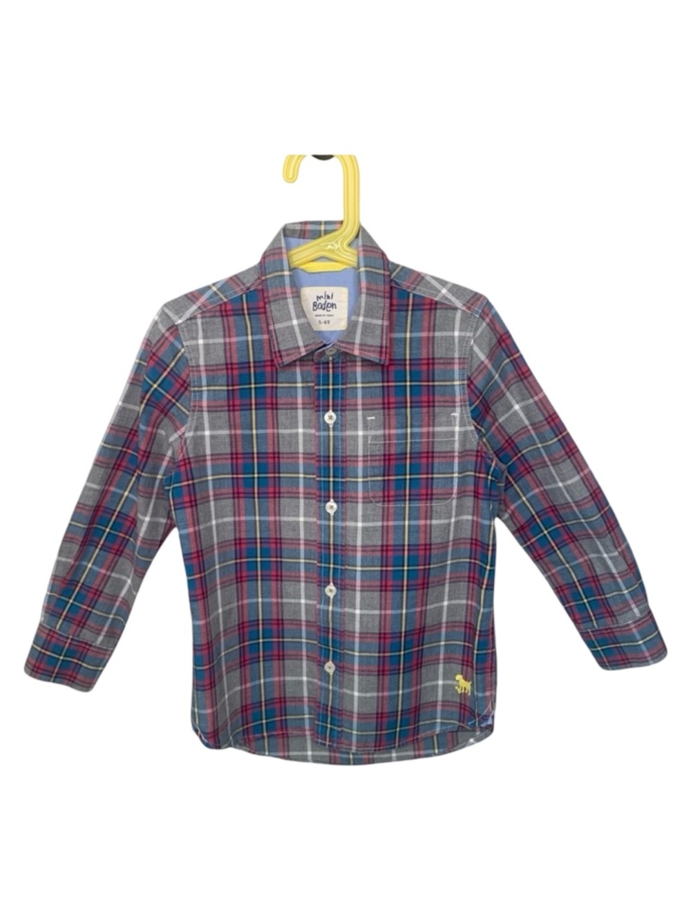 MINI BODEN Plaid Button Front Shirt Cotton Preppy Casual Colorful Size 5/6Y